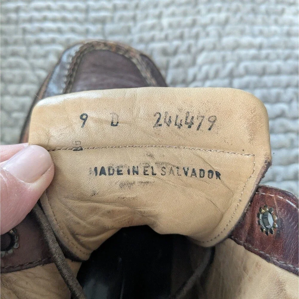 L.L.Bean Mens 9 D Brown Leather Moc Toe Ankle Boots Handsewn Lace Up 204479